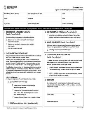 Student and Parent Acknowledgment Form