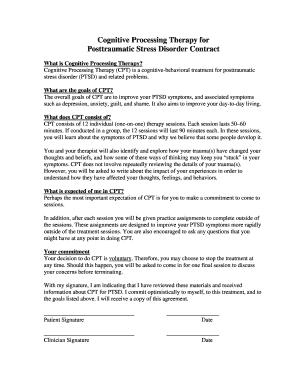 Cognitive Processing Therapy PTSD Contract