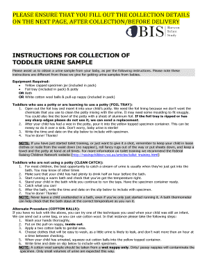 Toddler Urine Sample Collection Form