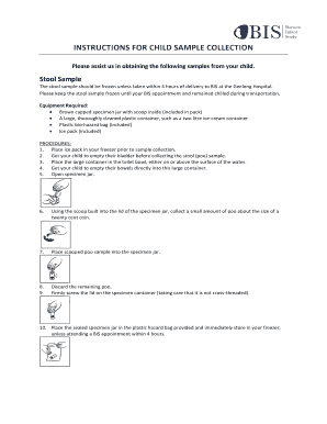 Child Stool and Urine Sample Collection Form
