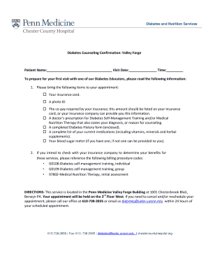 Diabetes Counseling Confirmation Form