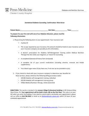 Gestational Diabetes Counseling Confirmation Form
