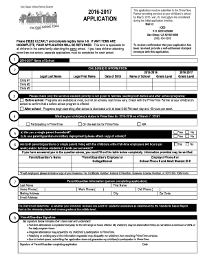 San Diego Unified School District PrimeTime Application