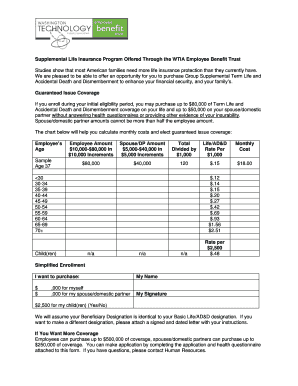 WTIA Employee Supplemental Life Insurance Enrollment