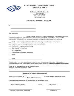 Student Record Release Form