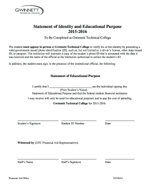 Statement of Identity and Educational Purpose