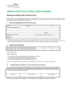 UK Stocks and Shares ISA Transfer Form
