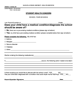 Student Health Concern Form