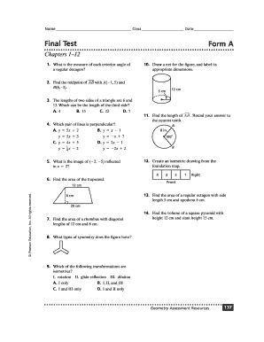 Geometry Final Test Form A
