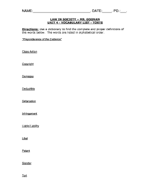Law in Society Vocabulary List