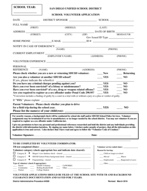 School Volunteer Application