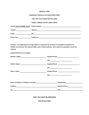 Emergency Medical Authorization Form