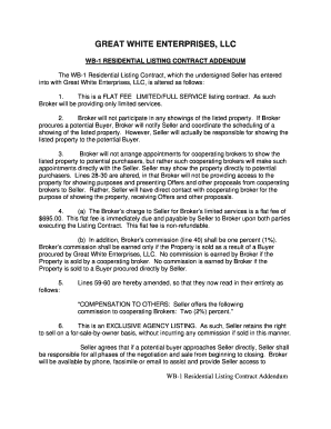 WB-1 Residential Listing Contract Addendum