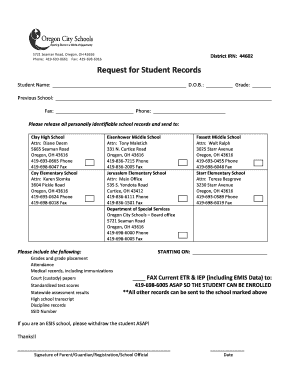 Request for Student Records Form