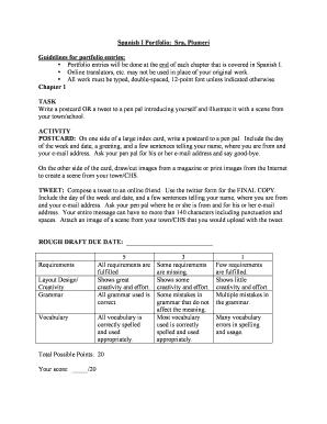 Spanish I Portfolio Guidelines