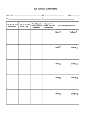 Student Intervention Documentation Form