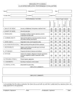 Employee Performance Evaluation Form
