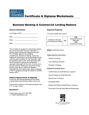 Business Banking Diploma Certificate