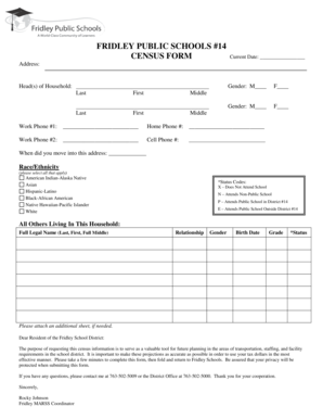 Fridley Public Schools Census Form