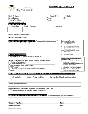 Seizure Action Plan