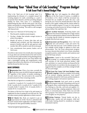 Cub Scout Pack Annual Budget Plan