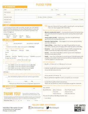 United Way Donation Pledge Form