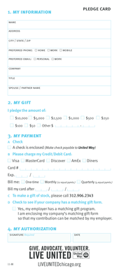 United Way Donation Pledge Card
