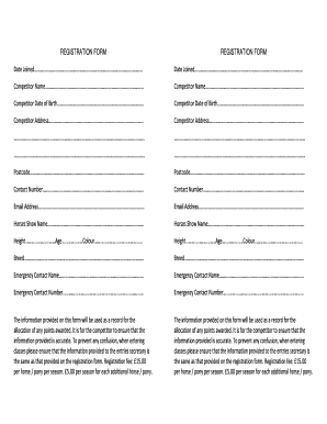 Horse Show Registration Form