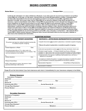 Mono County EMS Authorization Form