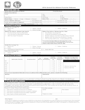 2016 Annual Enrollment Form for Retirees