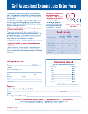 Self Assessment Examinations Order Form