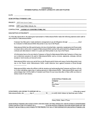 Conditional Interim Payment Affidavit and Lien Waiver