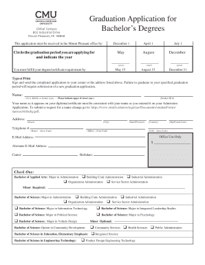 Graduation Application for Bachelor's Degrees