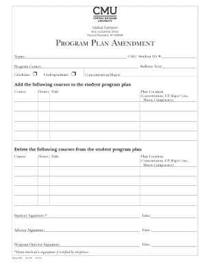 Program Plan Amendment Form