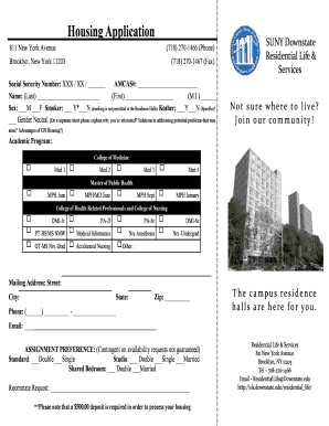 SUNY Downstate Housing Application