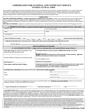 AmeriCorps Interest Accrual Form