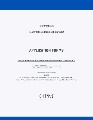 EFA OPM Funds Stocks and Shares ISA Application Form