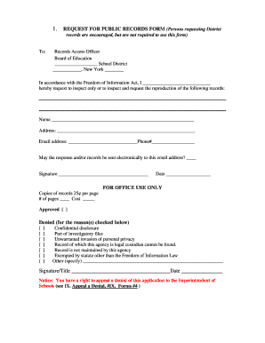 Request for Public Records Form
