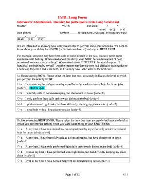 IADL Long Form Assessment