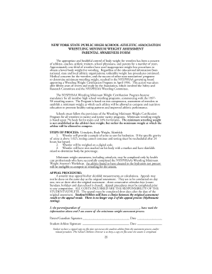 New York Wrestling Minimum Weight Assessment Form