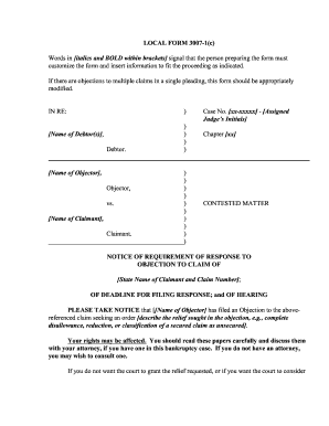 Bankruptcy Objection to Claim Notice