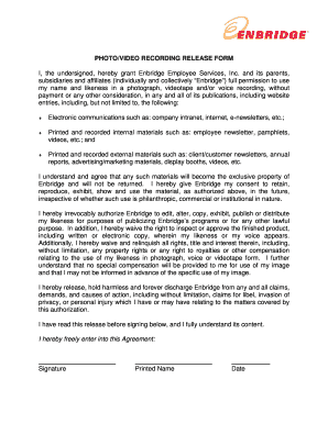 Photo/Video Recording Release Form