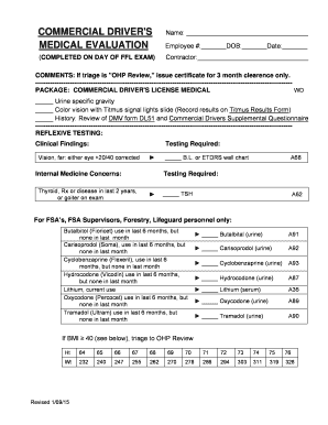 Commercial Driver's Medical Evaluation Form