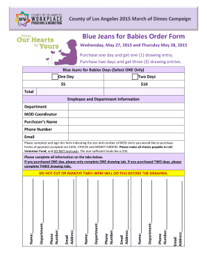 2015 March of Dimes Campaign Order Form
