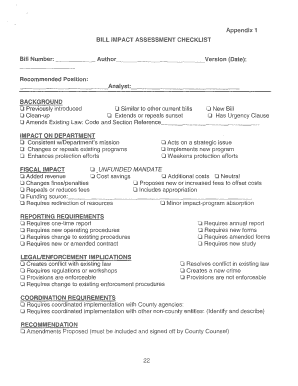 Bill Impact Assessment Checklist