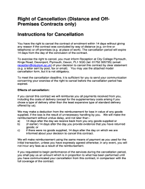 Right of Cancellation Form