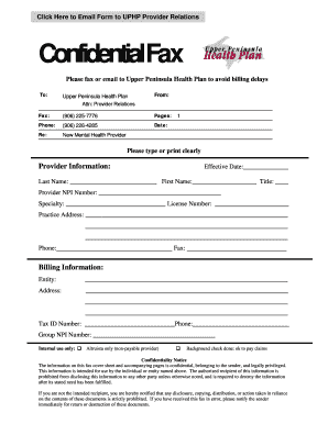 New Mental Health Provider Fax Cover Sheet