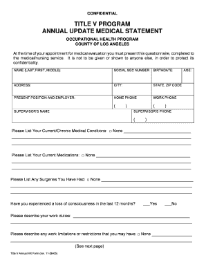 Title V Annual Medical Evaluation Form