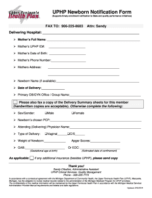 UPHP Newborn Notification Form
