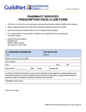 GuildNet Gold Prescription Drug Claim Form